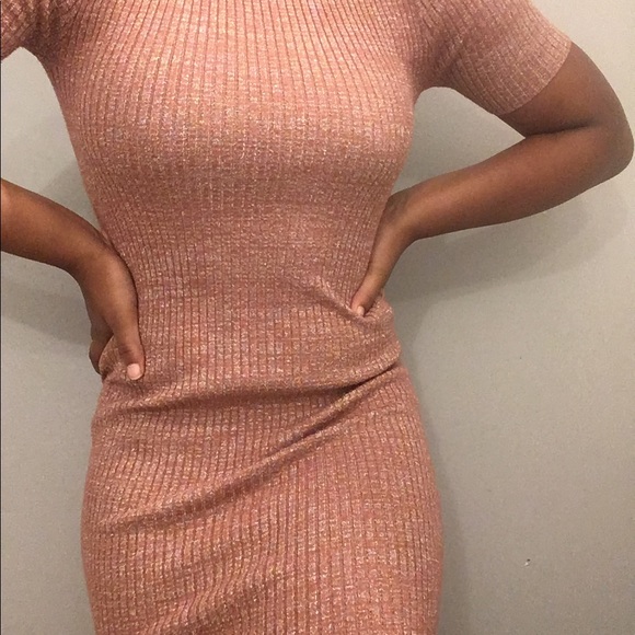 Metallic Ribbed Bodycon Dress - Picture 1 of 7